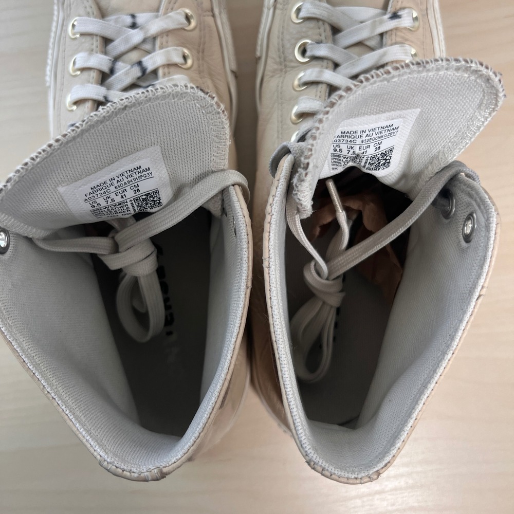 Converse Chuck Taylor All Star Women 9.5 Beige Leather High Top A03734C - Picture 6 of 10